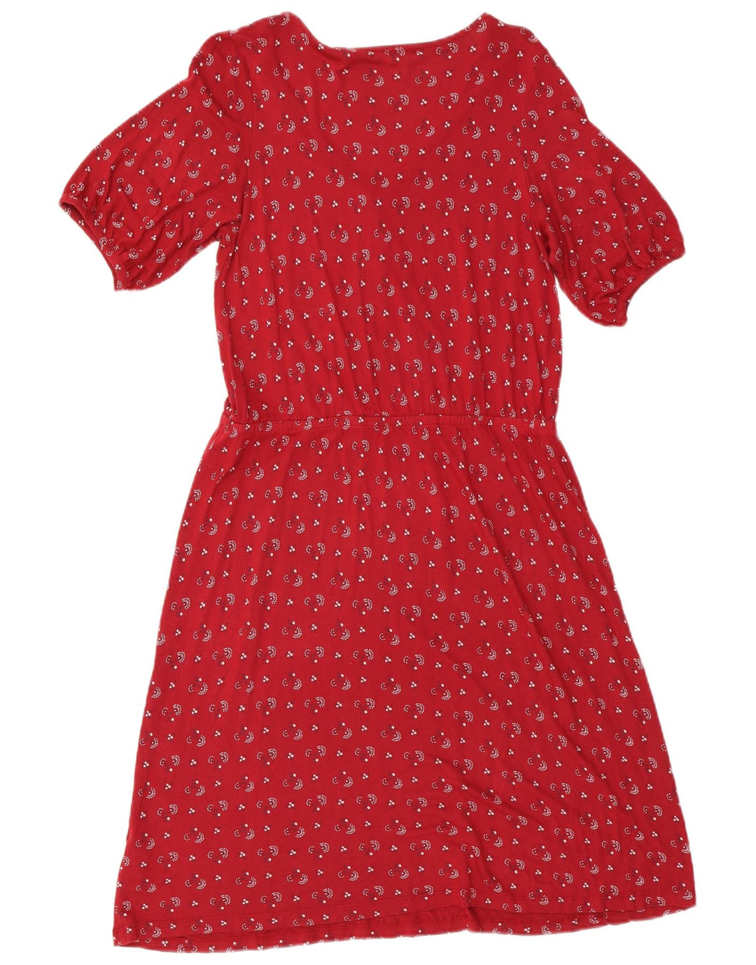 Vestido feminino Fat Face evasê UK 12 viscose floral vermelho médio