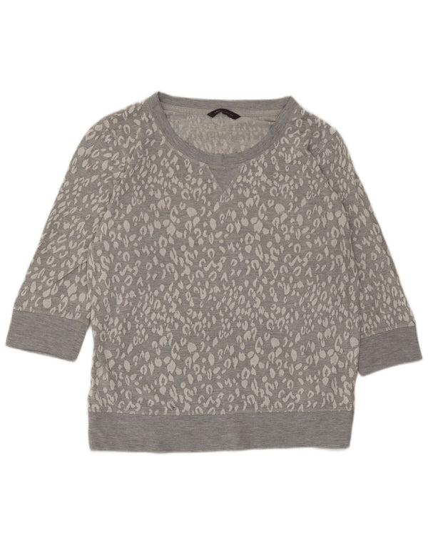 Suéter feminino Marks & Spencer UK 16 grande cinza com estampa animal