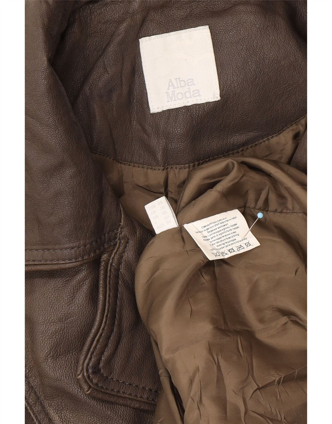 Casaco de couro militar feminino ALBA MODA UK 20 2XL couro marrom