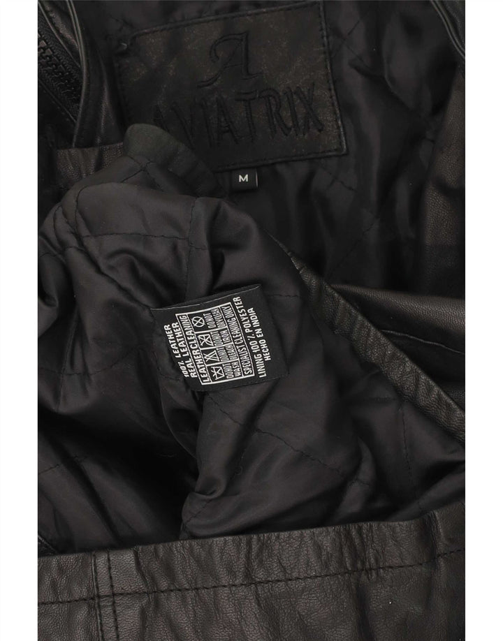Jaqueta de couro militar masculina Aviatrix UK 38 média preta