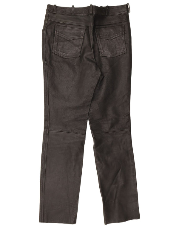 Calças de couro masculinas vintage W32 L33 pretas