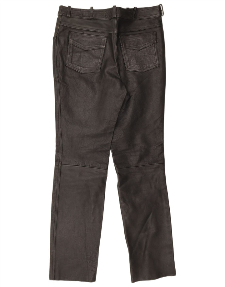 Calças de couro masculinas vintage W32 L33 pretas