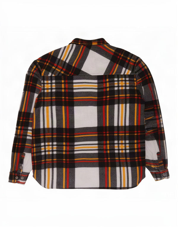 Camisa de lã masculina vintage grande poliéster xadrez multicolorido
