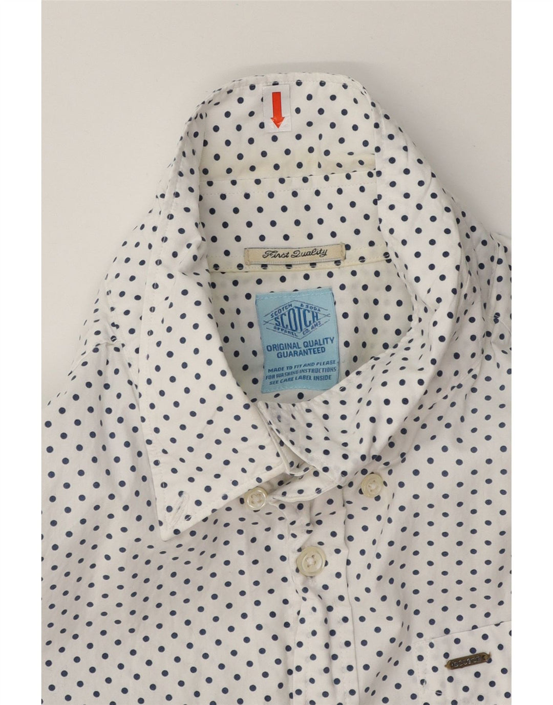 SCOTCH & SODA Mens Shirt Medium White Spotted Cotton Vintage Scotch & Soda and Second-Hand Scotch & Soda from Messina Hembry 