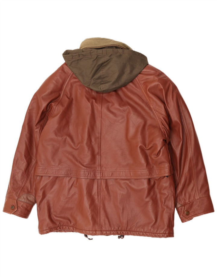 Jaqueta masculina de couro com capuz Bomb Boogie IT 52 XL couro marrom