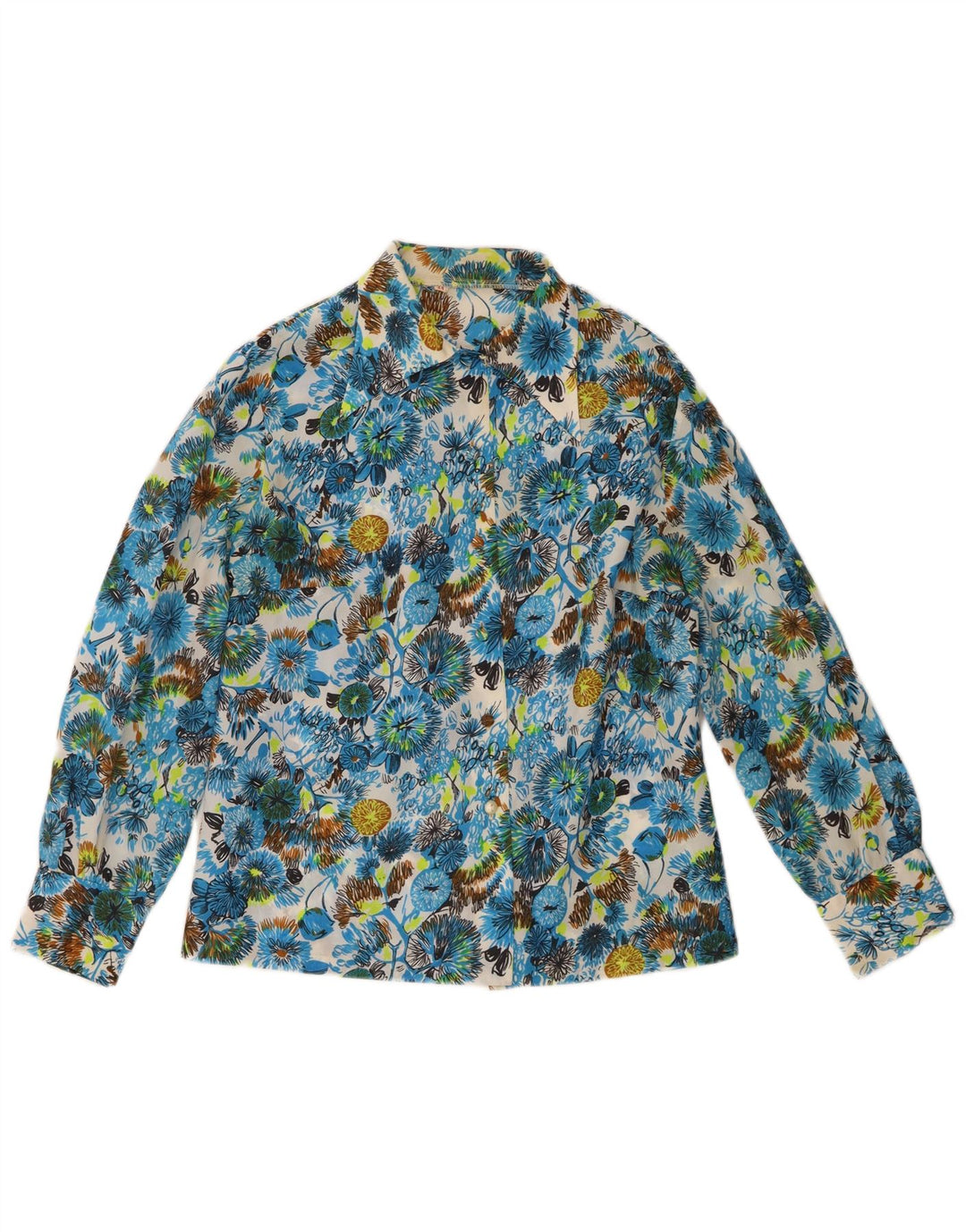 Camisa feminina vintage IT 44 média floral multicolorida
