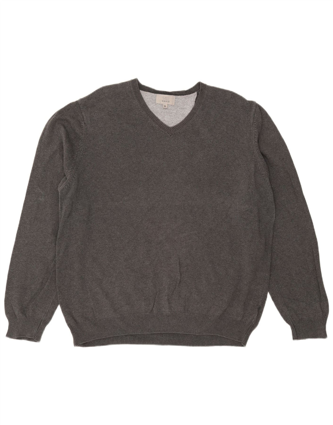 Suéter masculino Marks & Spencer com ajuste regular e decote em V XL algodão cinza