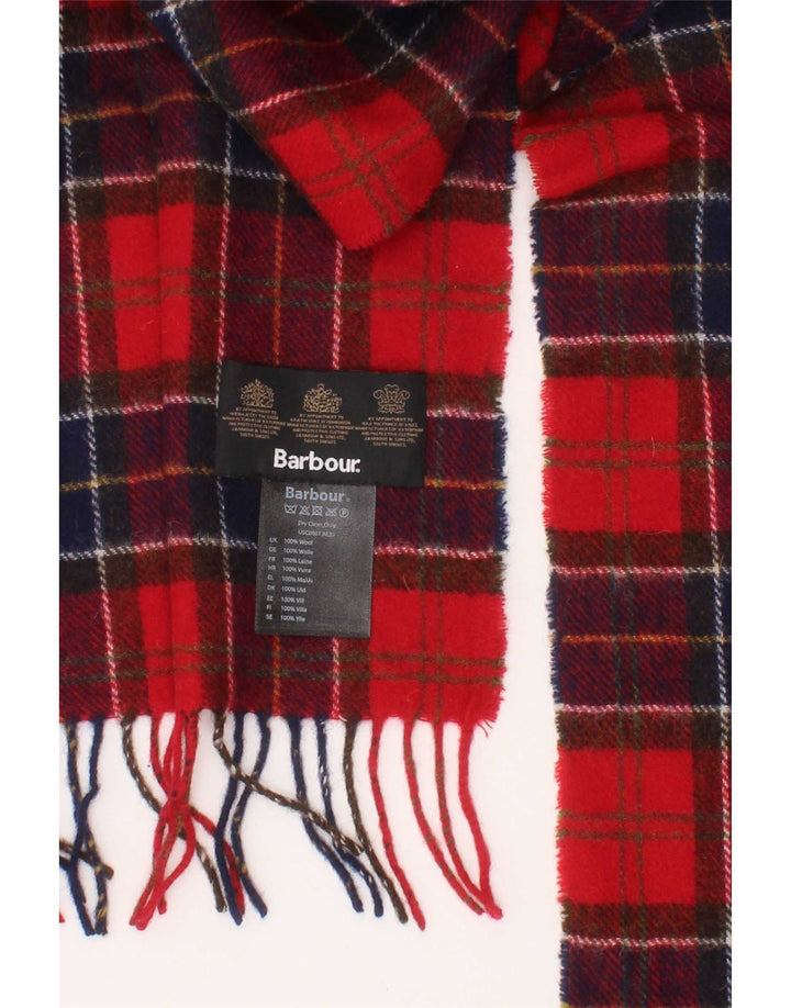 Lenço retangular masculino Barbour tamanho único de lã xadrez vermelha clássico