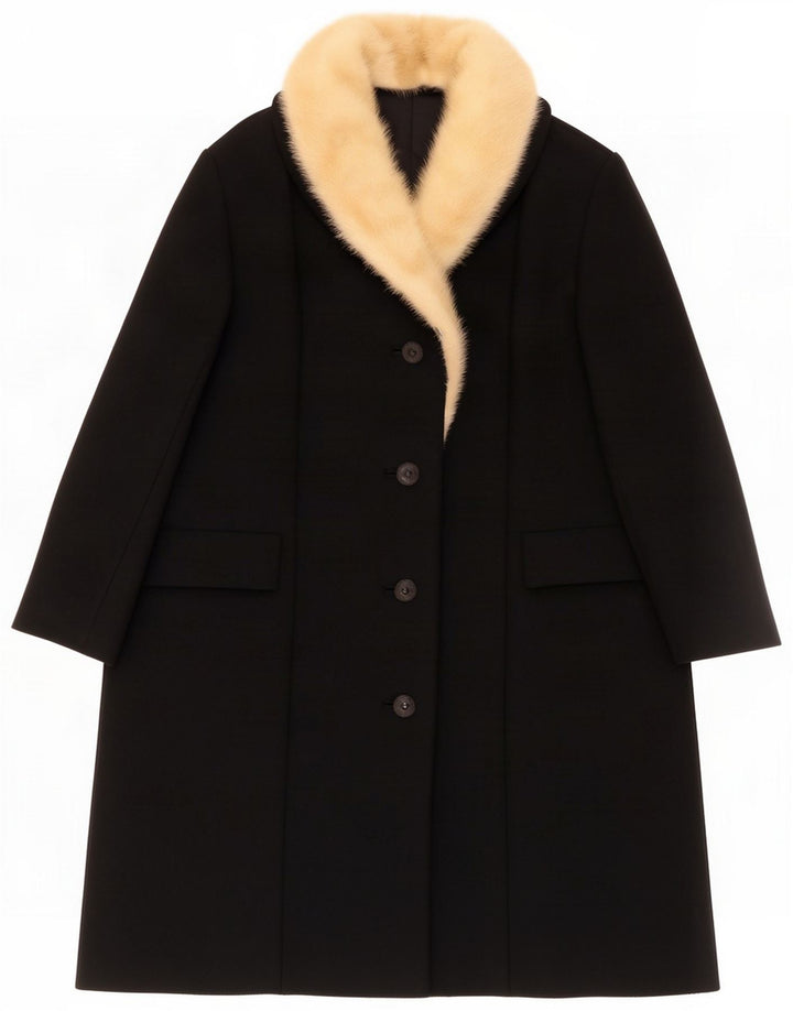Sobretudo feminino vintage Reino Unido 14 grande preto