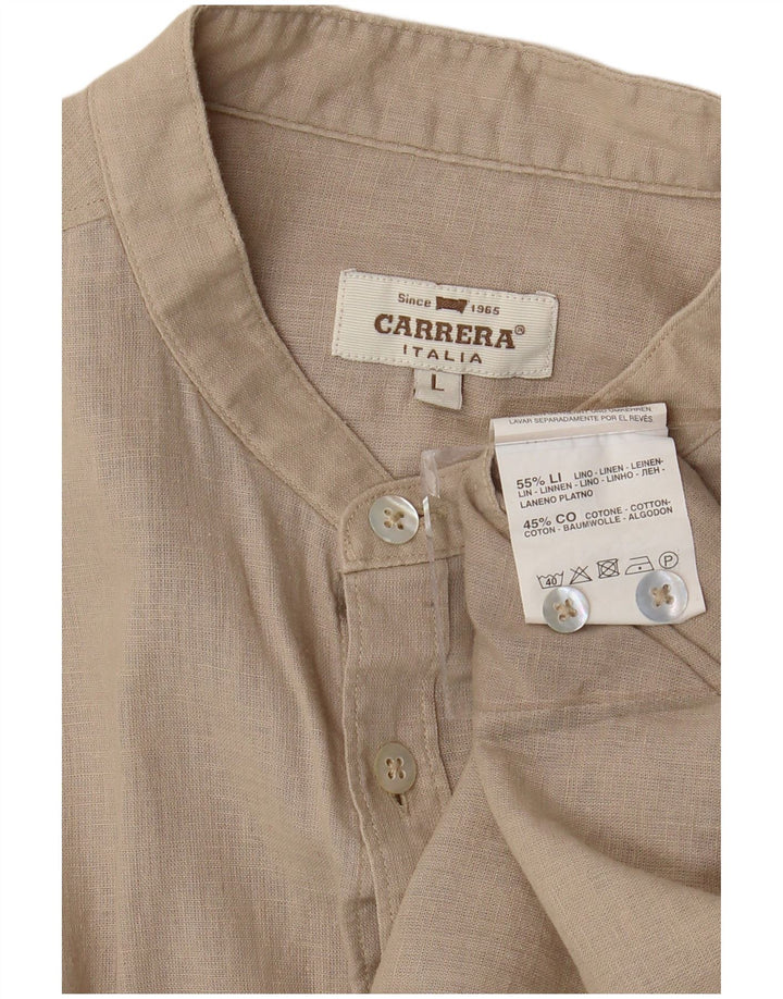 Camisa masculina Carrera grande linho bege