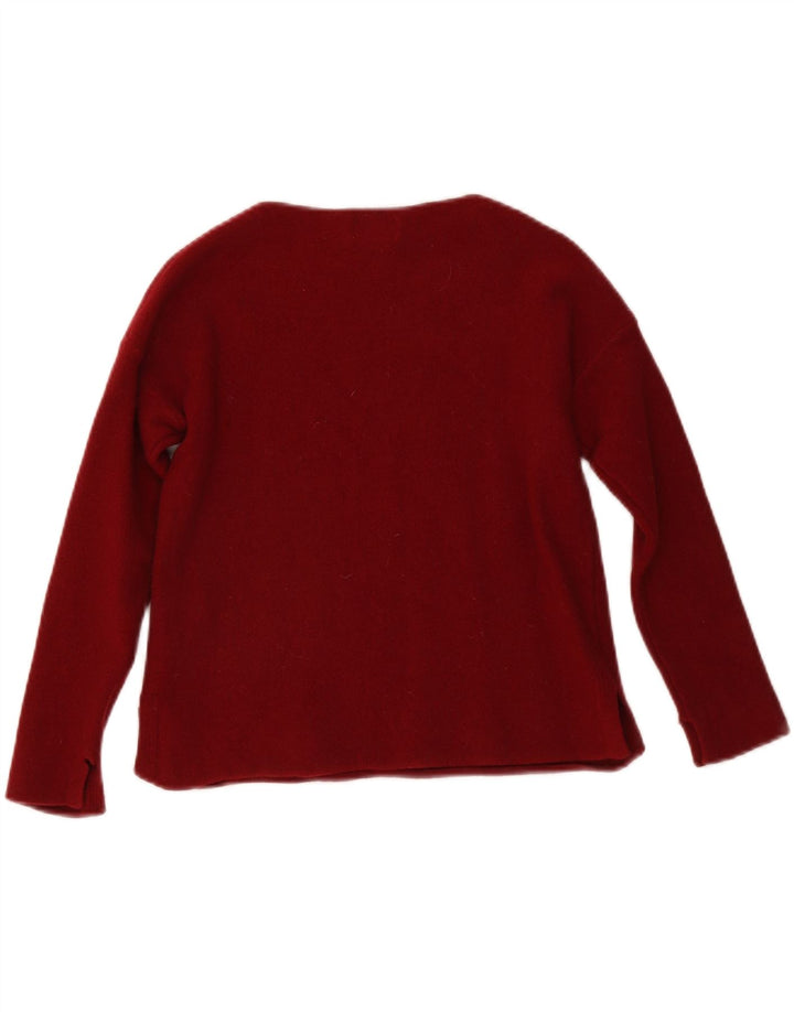Suéter feminino Toast com gola canoa, lã vermelha pequena/média