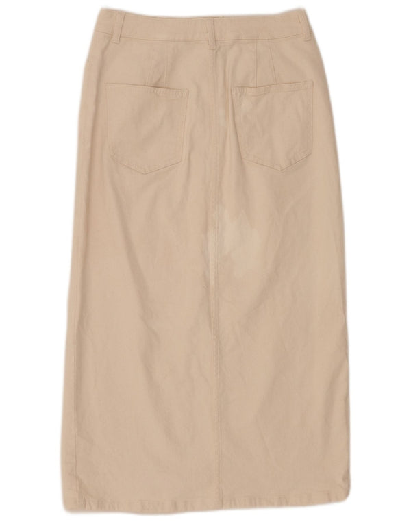 Saia jeans feminina Fase Oito Reino Unido 10 pequena W28 fora de algodão branco