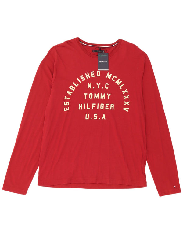 Tommy Hilfiger Camiseta masculina gráfica manga comprida XL algodão vermelho