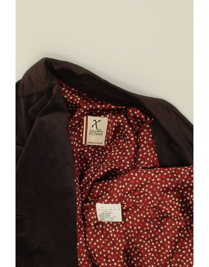 Jaqueta blazer feminina EXTESA com 2 botões Reino Unido 12 viscose marrom médio