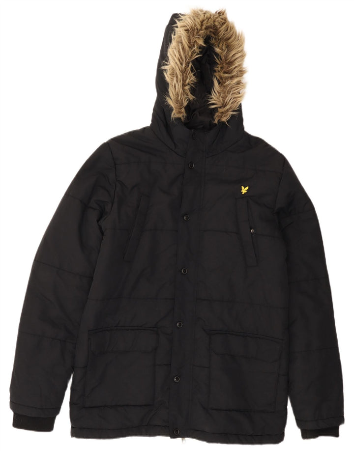Jaqueta acolchoada com capuz para meninos Lyle & Scott 14-15 anos poliamida preta