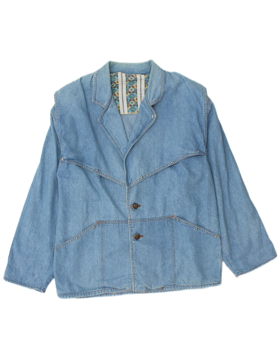 Jaqueta jeans feminina vintage UK 14 azul médio