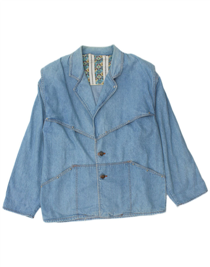 Jaqueta jeans feminina vintage UK 14 azul médio