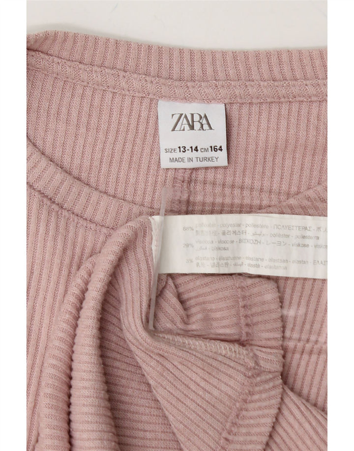 ZARA Girls Top Long Sleeve 13-14 Years Pink Polyester Vintage Zara and Second-Hand Zara from Messina Hembry 