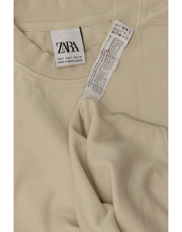 Zara moletom masculino jumper pequeno algodão branco