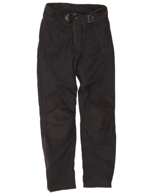 Calça vintage masculina reta Moto Racer pequena W30 L31 preta