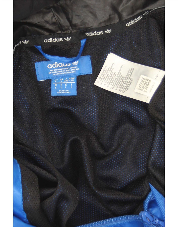 Adidas Mens Hooded Rain Jacket UK 40 Grande Azul Colorblock Poliéster