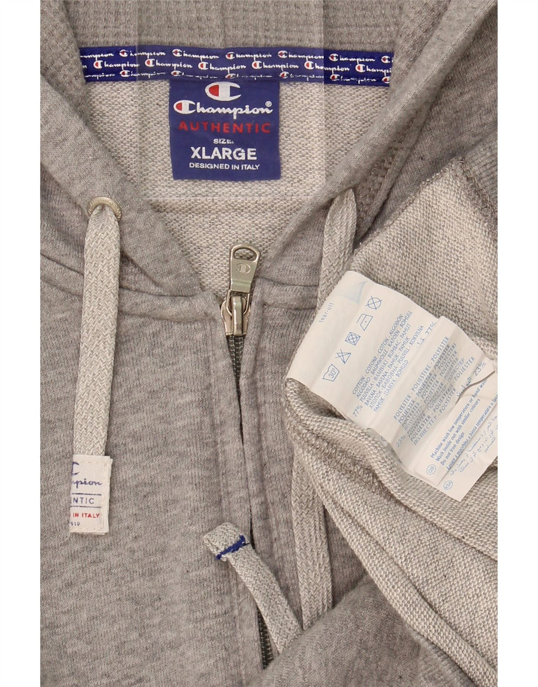 Suéter feminino com capuz e zíper CHAMPION UK 18 XL algodão cinza