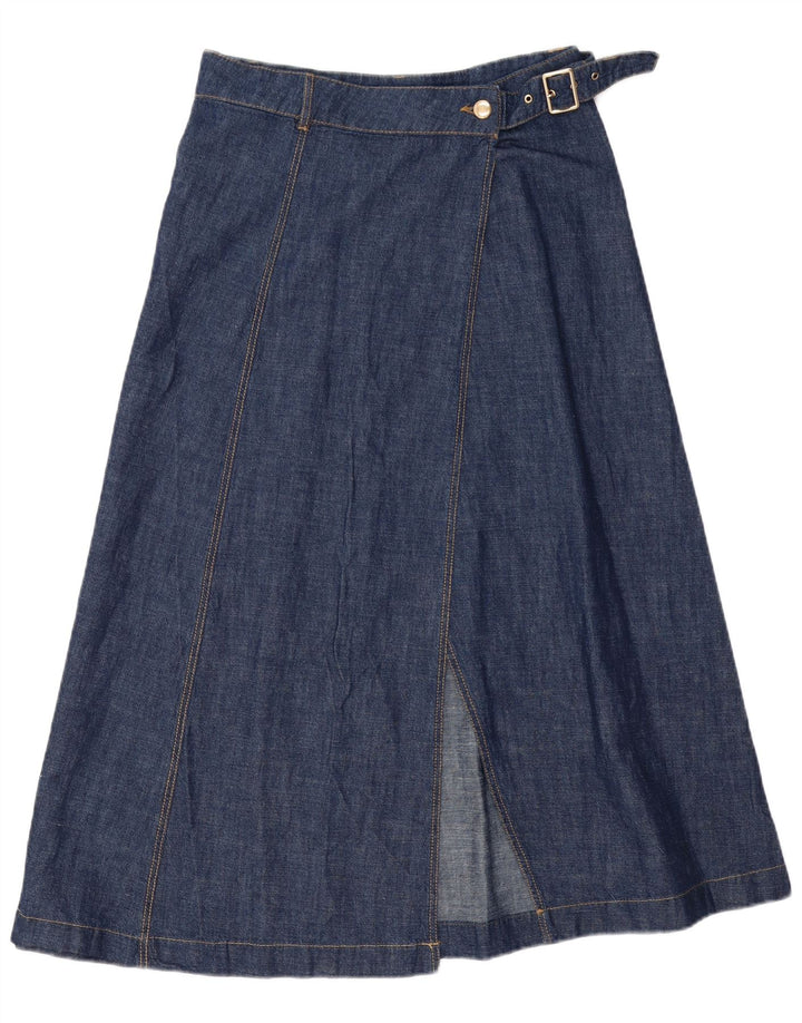 Saia jeans midi feminina Zara médio W28 algodão azul