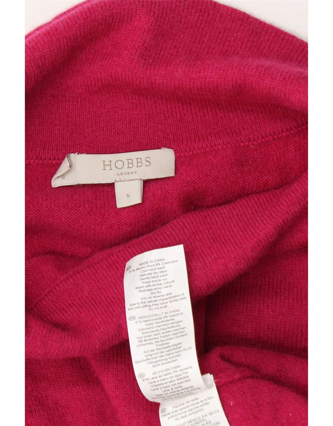 Suéter feminino Hobbs com gola redonda e lã rosa pequena UK 10