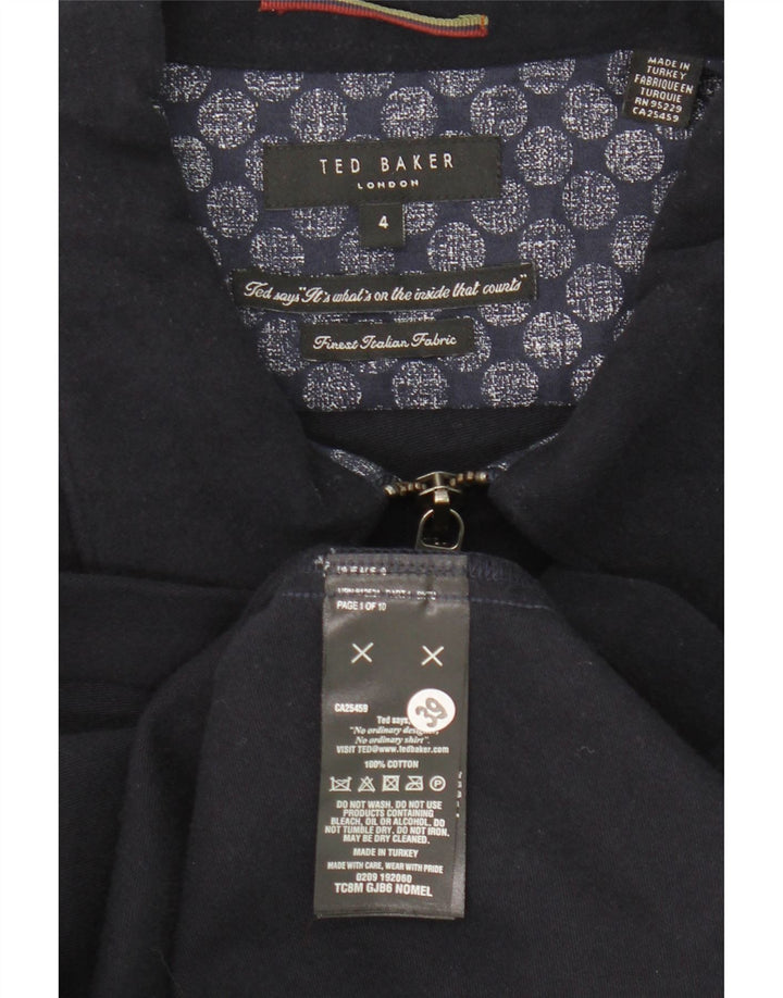 Jaqueta bomber masculina Ted Baker tamanho 4 grande algodão azul marinho