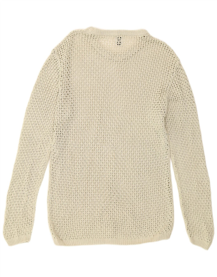 Zara Suéter masculino transparente com gola redonda grande bege