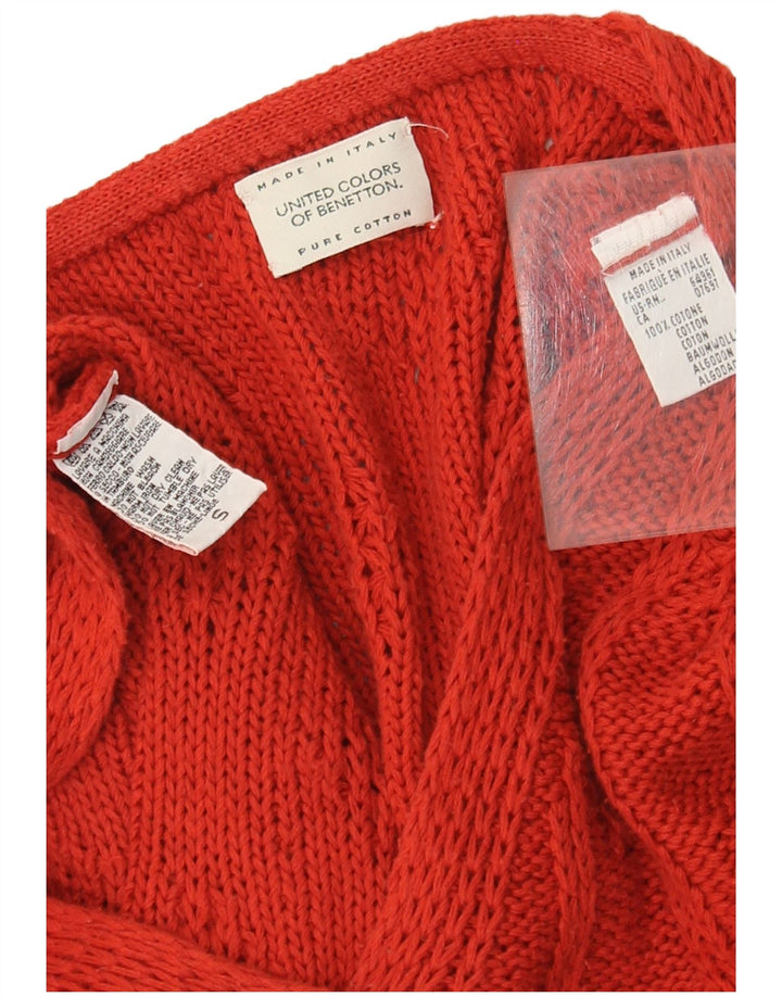 Suéter cardigã oversized feminino Benetton Reino Unido 10 pequeno algodão vermelho
