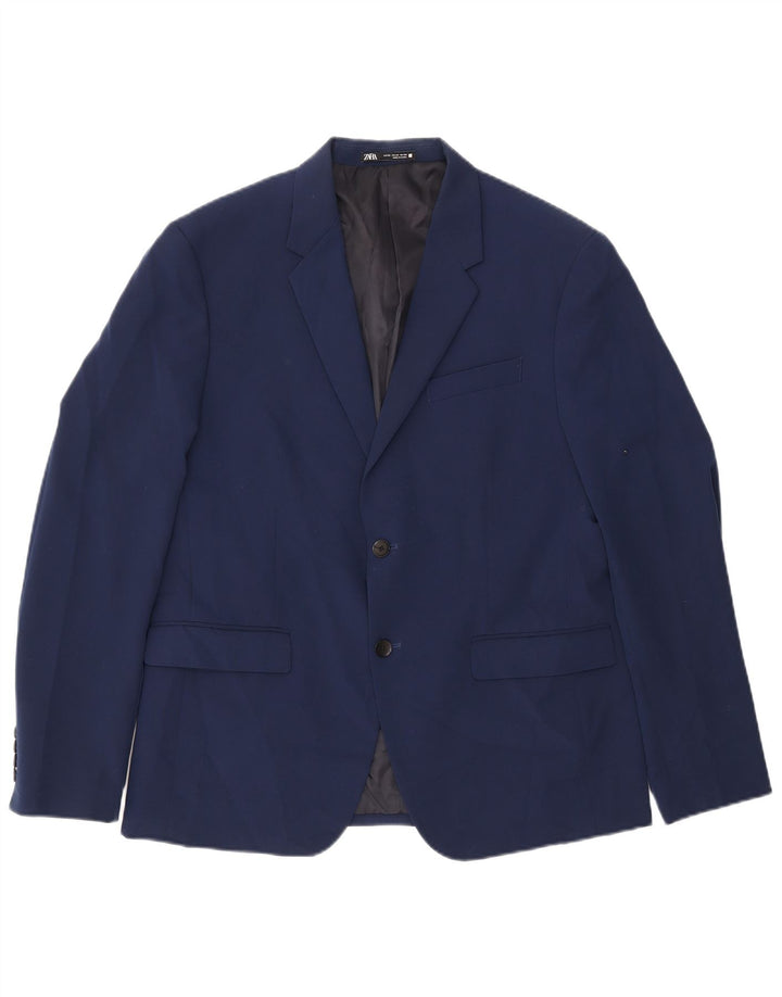 Jaqueta blazer masculina ZARA com 2 botões EU 54 XL azul marinho