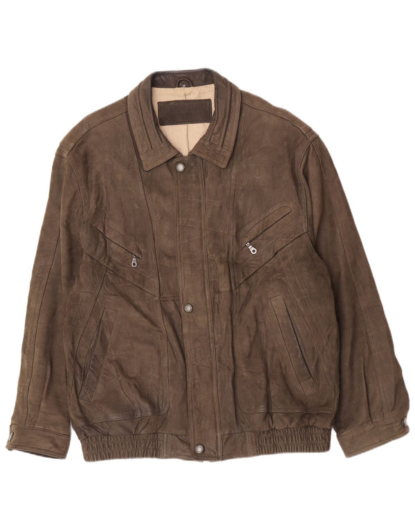 Jaqueta bomber masculina de camurça WESTBURY IT 58 4XL couro cáqui