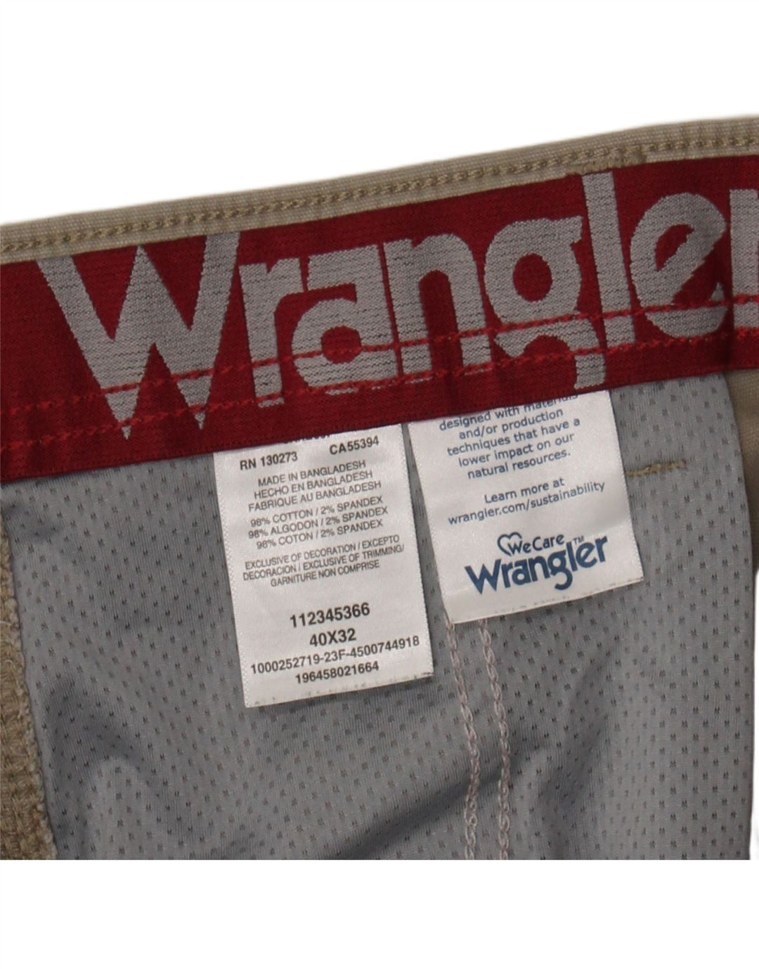 WRANGLER Mens Straight Cargo Trousers  W40 L32 Grey Cotton Vintage Wrangler and Second-Hand Wrangler from Messina Hembry 