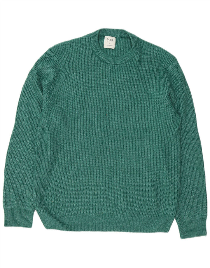 Suéter masculino Marks & Spencer com gola redonda, grande poliamida verde