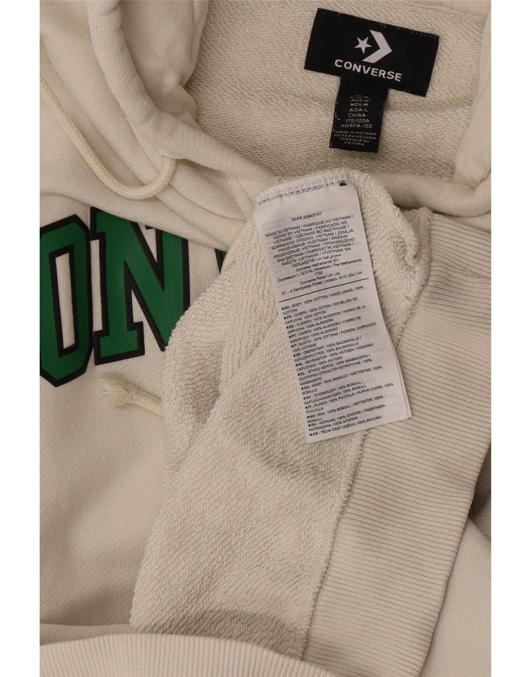 Converse masculino gráfico moletom com capuz médio algodão branco