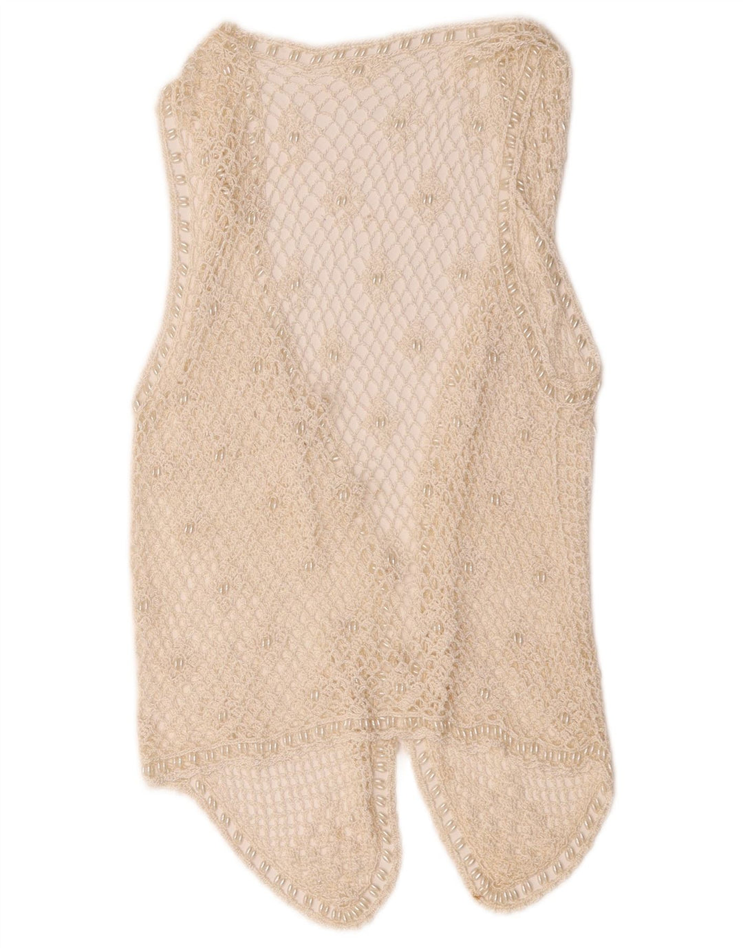 Colete feminino vintage de crochê UK 10 pequeno branco