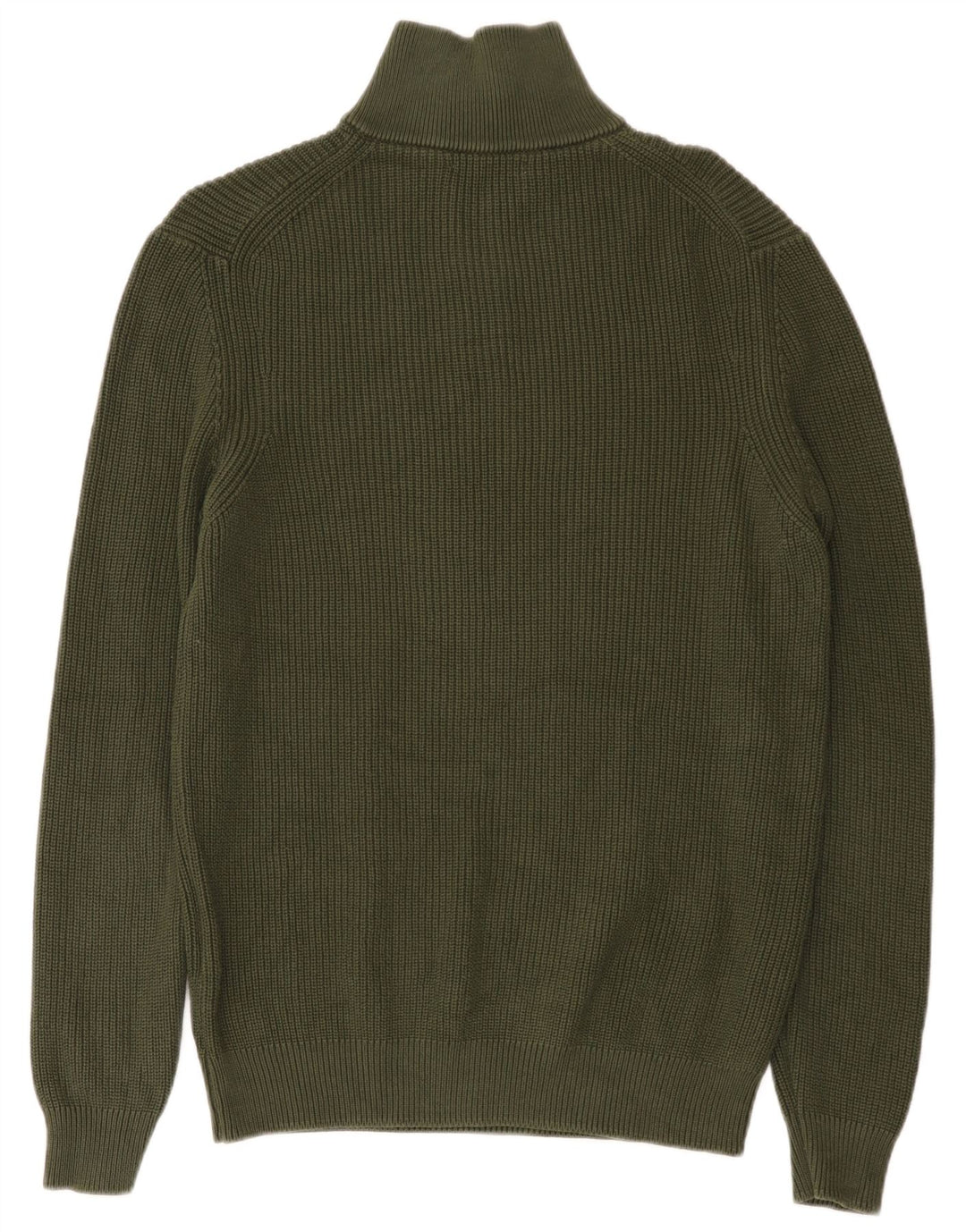 Suéter masculino ZARA com zíper e gola alta de algodão verde grande