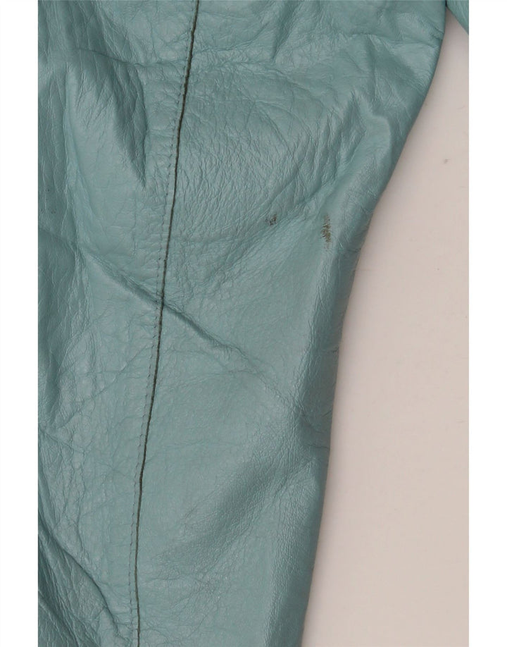 Jaqueta Bolero Feminina Vintage de Couro Manga 3/4 IT 42 Couro Azul Médio