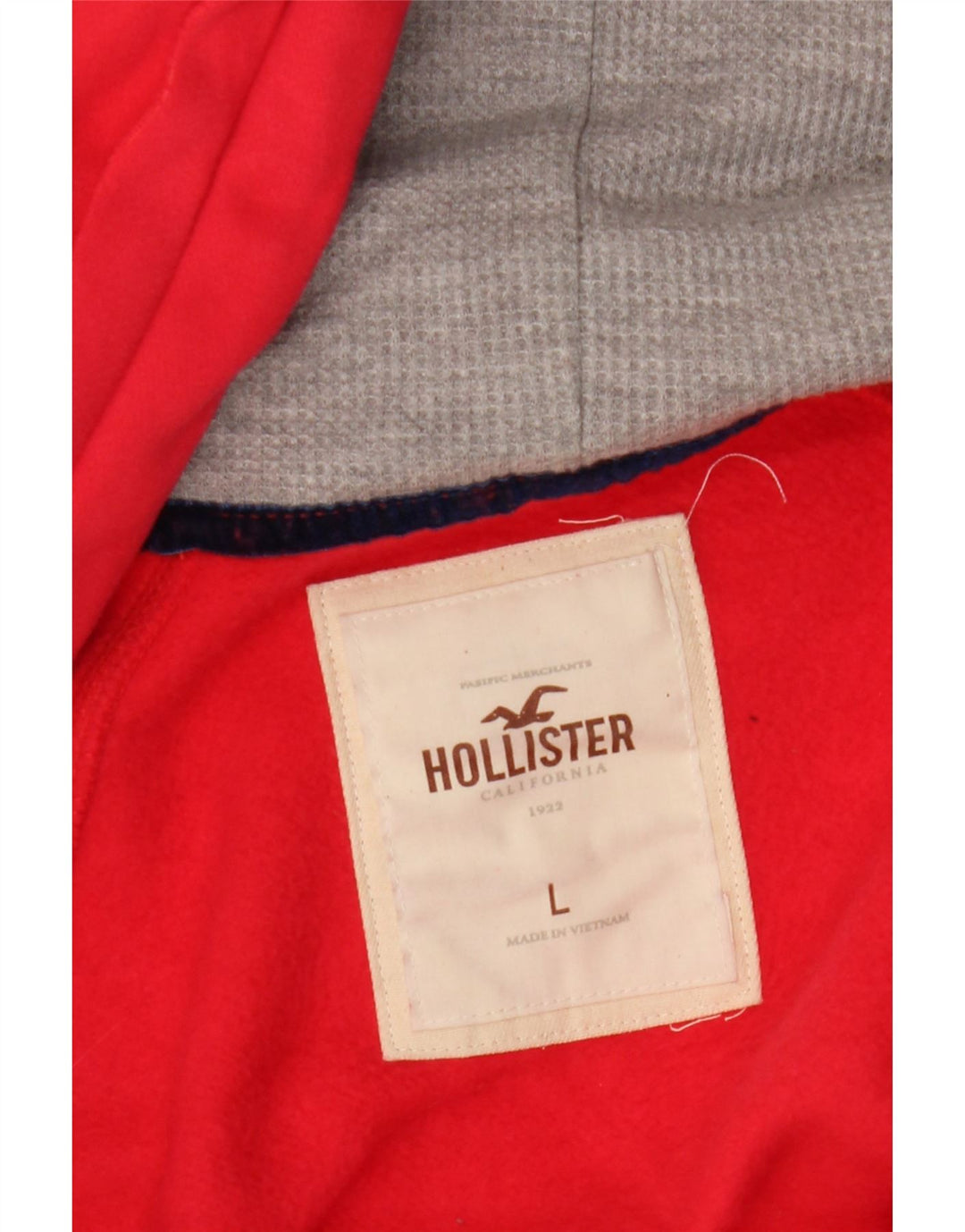 Suéter feminino com capuz e zíper gráfico HOLLISTER Reino Unido 16 grande vermelho