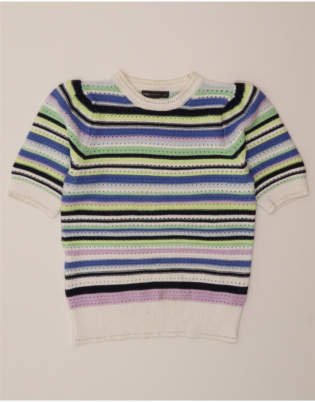 Suéter feminino Marks & Spencer com gola redonda Reino Unido 10 pequeno multicolorido