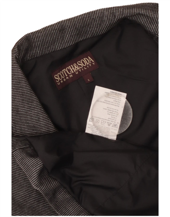 Jaqueta blazer masculina Scotch & Soda com 3 botões, Reino Unido, 40, grande, cinza, risca de giz, algodão