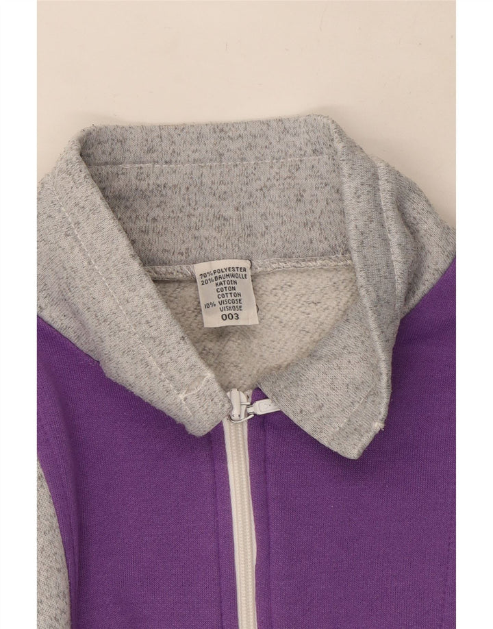 Jaqueta superior de agasalho feminino vintage Reino Unido 12 poliéster colorblock cinza médio
