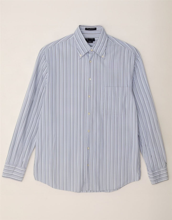 Camisa masculina Gant grande algodão listrado azul