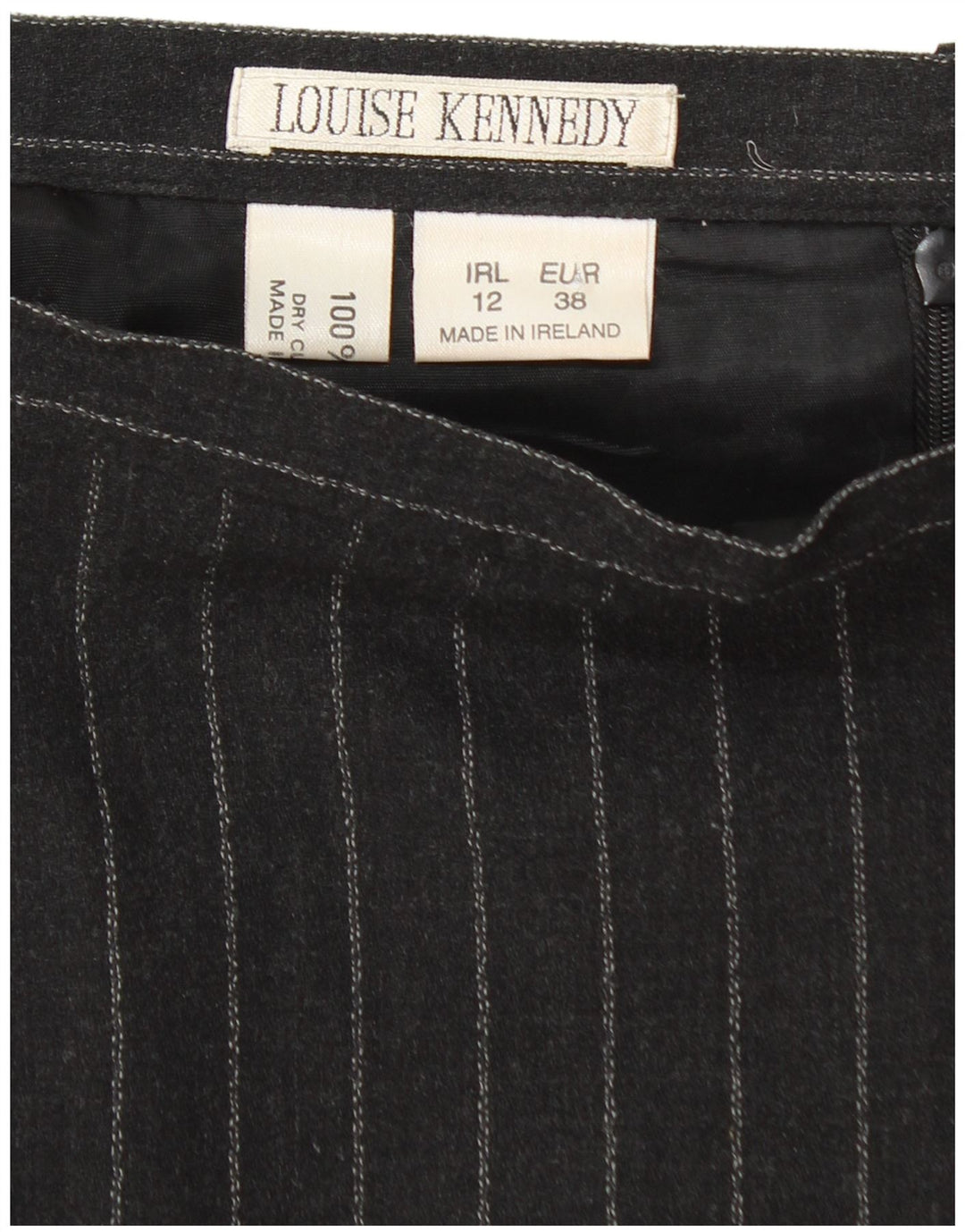 Saia lápis feminina LOUISE KENNEDY UE 38 médio W28 lã listrada preta