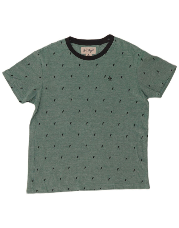 Camiseta masculina Penguin Top algodão verde médio