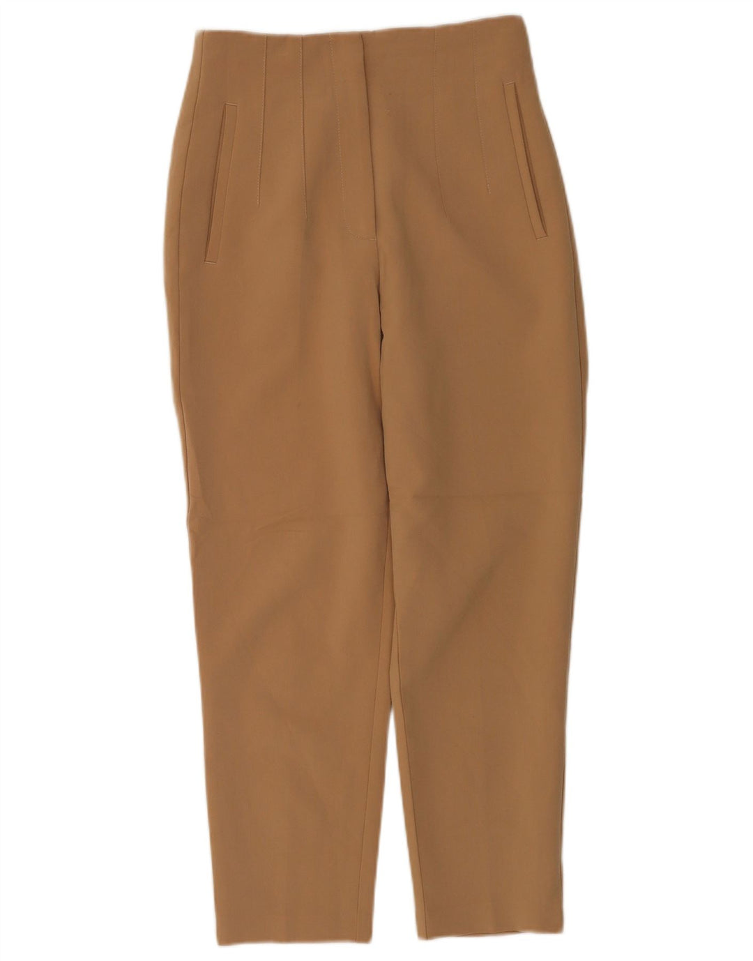 Zara Calça feminina casual cônica pequena W26 L26 marrom poliéster