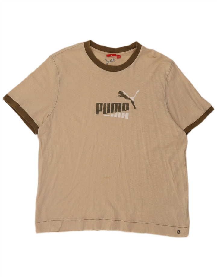 Camiseta masculina gráfica Puma 2XL algodão bege