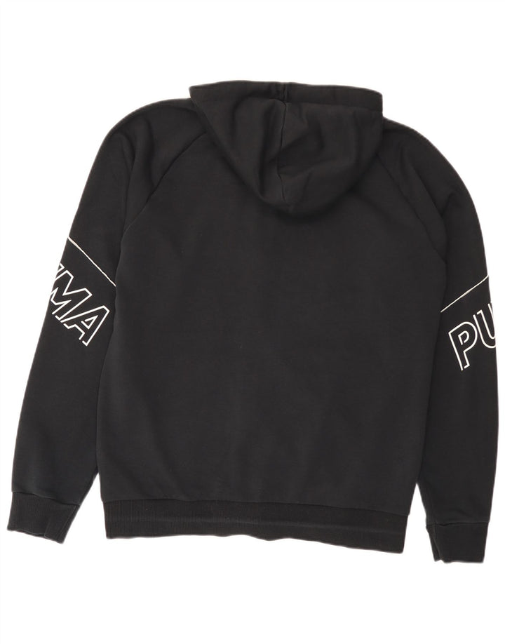 Suéter masculino Puma Graphic Zip com capuz médio algodão preto