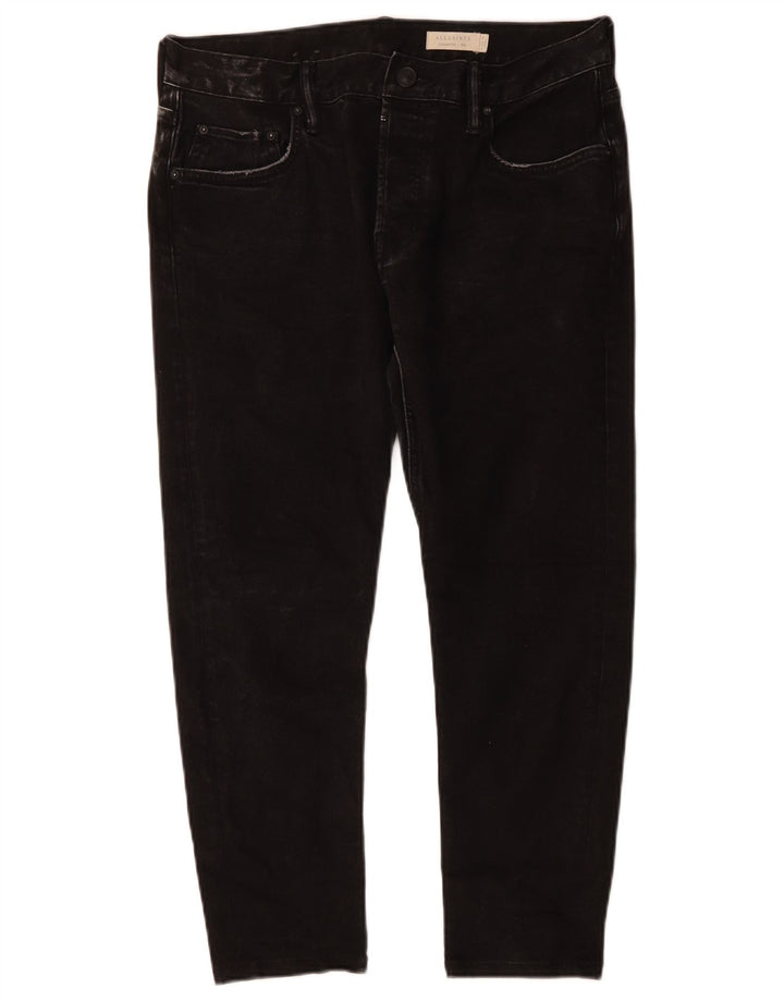 ALL SAINTS Jeans masculino cortado para cigarro W33 L24 algodão preto